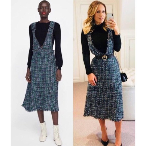 NWT ZARA Tweed Overall Dress - Picture 4 of 11